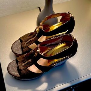Brown Michael Kors wedge heels, size 8 1/2